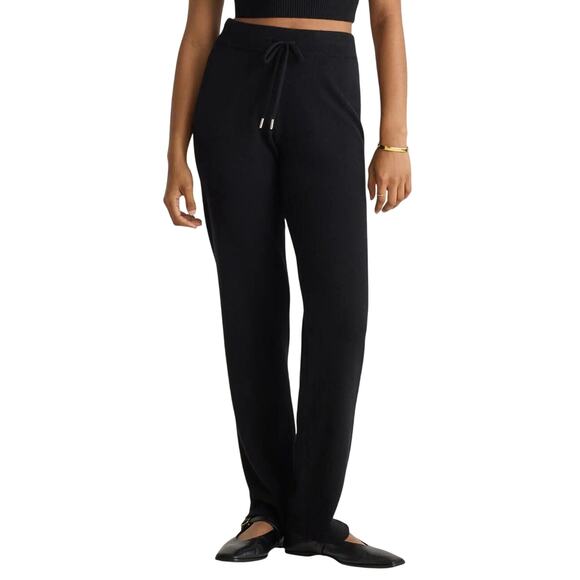 GUC Quince Women’s Black Mongolian Cashmere Straight Leg Pants Size Medium 3310 - Picture 1 of 10